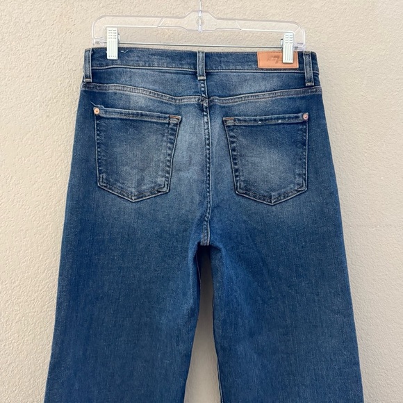 7 For All Mankind Alexa Jeans Cropped High Wide Leg Flare Medium Dark Indigo 29 - Picture 11 of 16
